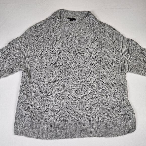 J.Crew Alpaca Blend Womens Pointelle Cable Knit Sweater AF007 Cottage Gray XL - Picture 15 of 16